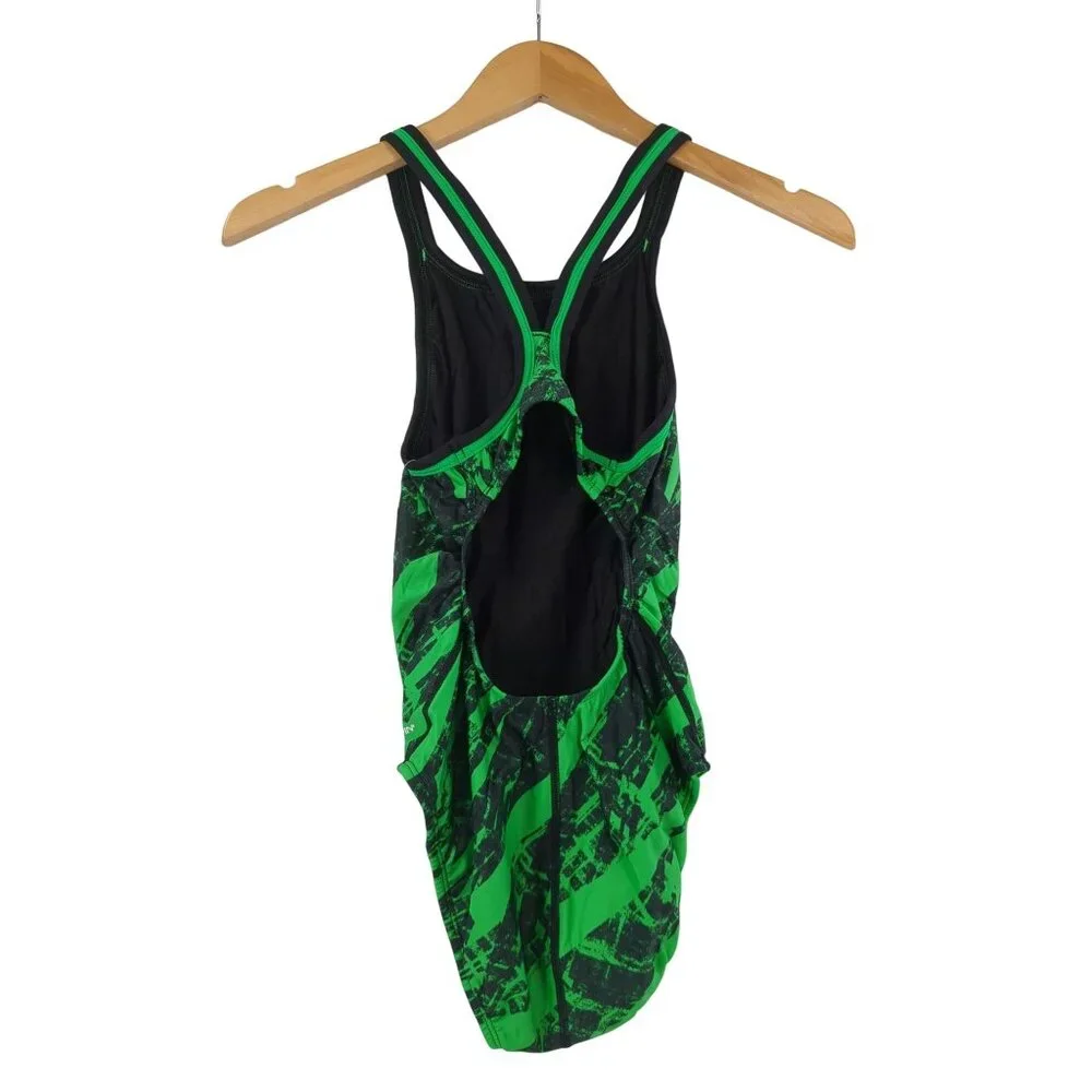 Dolfin Competition Swimsuit‎ Womens 30 Green Black One Piece XtraSleek Eco